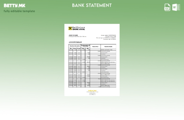 модерен стил Украина Рајфајзен извод од банка ексел шаблон